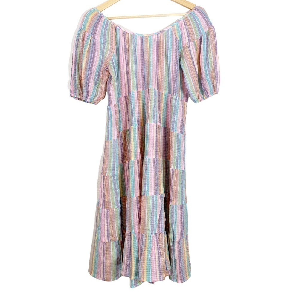 J.Crew Short Sleeve Pastel Striped Midi Dress Size XXS NWT - Picture 5 of 7